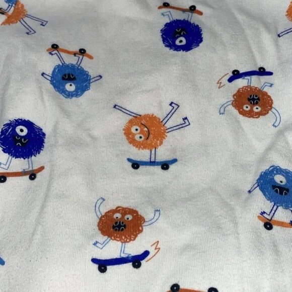 Kids Monster Print Pajamas - White andBlue 2T - Picture 2 of 4